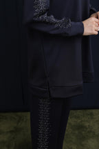 Kolları ve Pantolon Yanları Taş Detaylı Basic Takım - TP14394 - NAVY