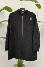 Kumaşı Kabartmalı Fermuarlı Tunik (Siyah – 25KT423)