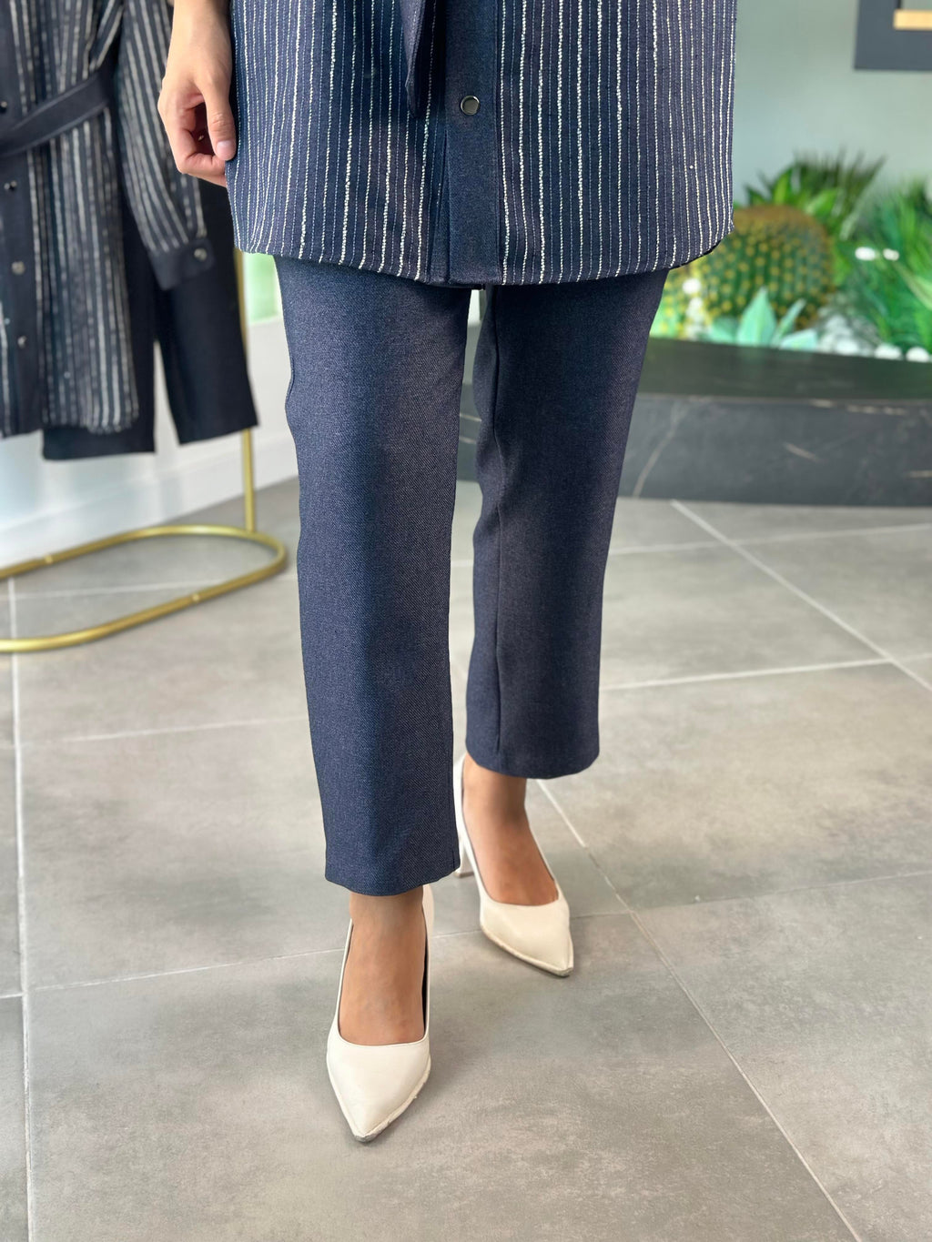Armine Trend Dokuma Pullu Garnili Pantolonlu İkili Takım – Lacivert | 25KT664