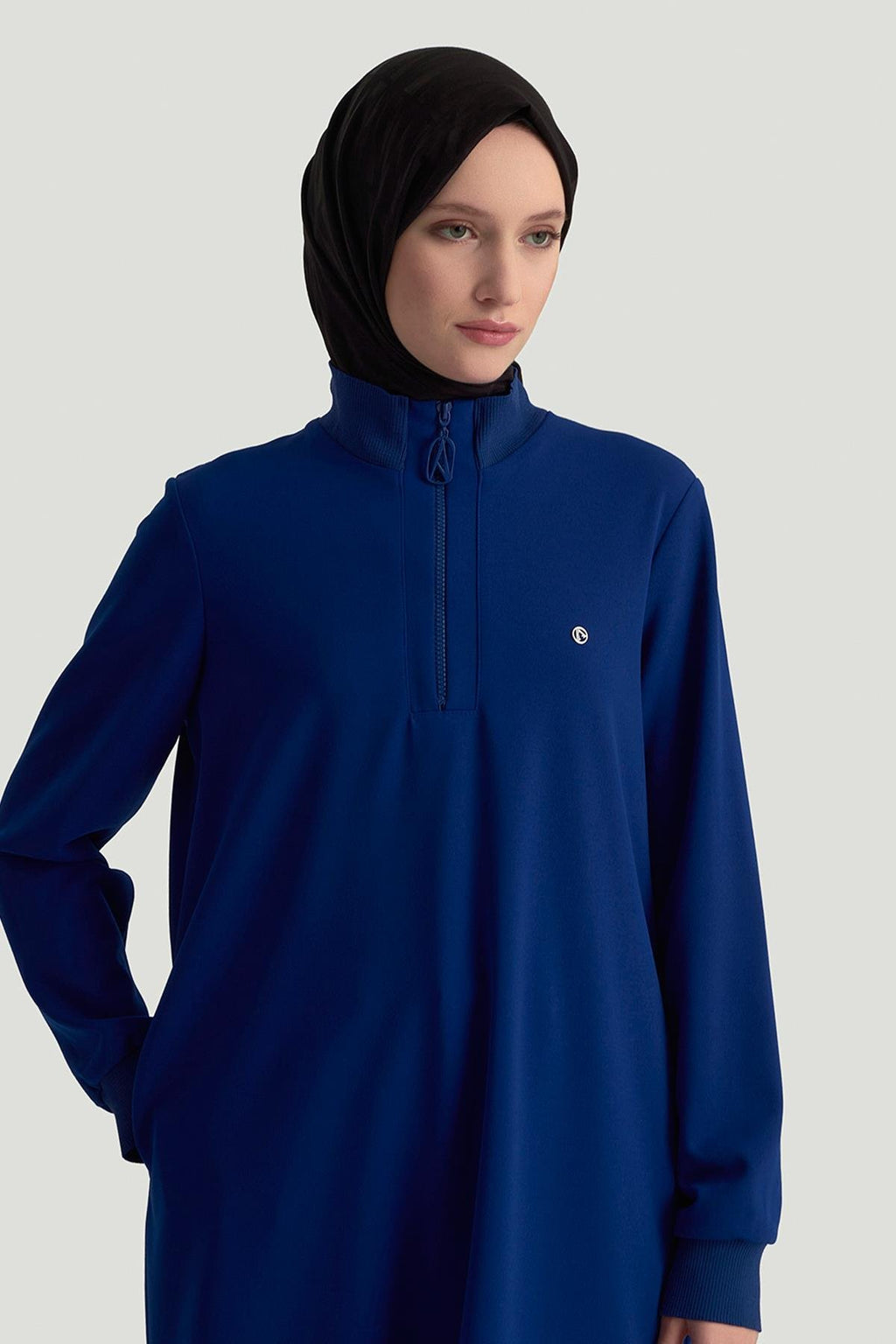 Armine Trend Kolları Ribanalı Yarım Fermuarlı Tunik – Morcivert | 25KT456