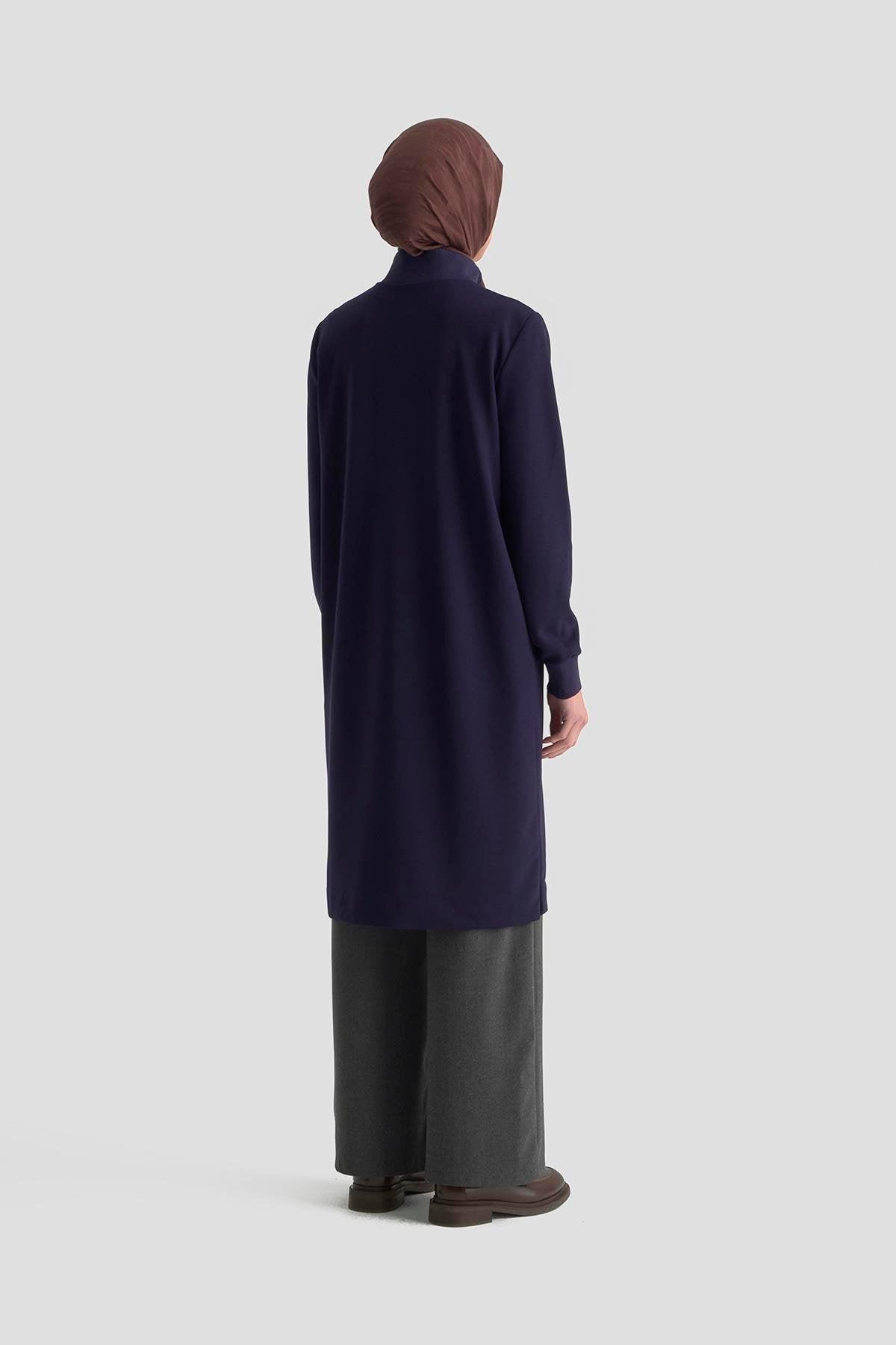 Armine Trend Kolları Ribanalı Yarım Fermuarlı Tunik – Lacivert | 25KT456