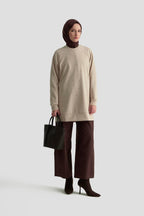 Önü Taş İşlemeli Tunik – Bej (25KT449)
