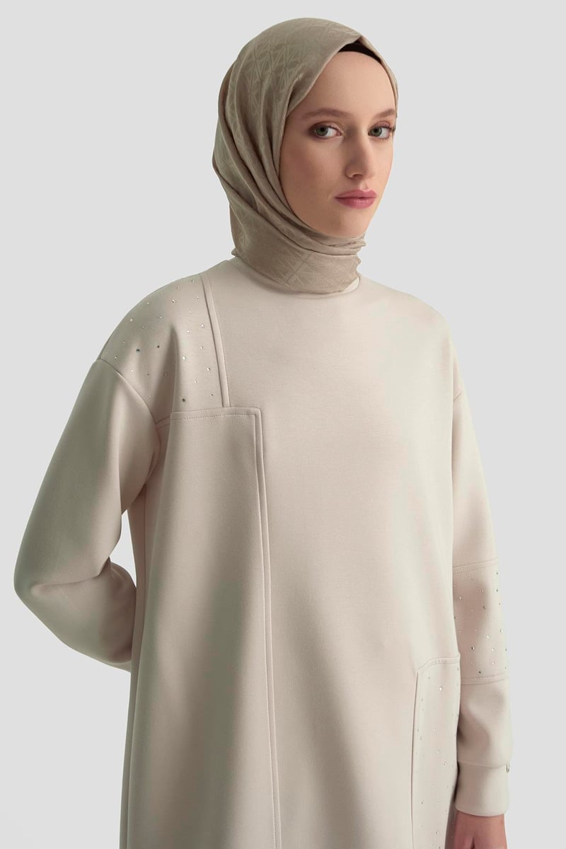 Taş Detaylı Pantolonlu İkili Takım (Bej – 25YT616)